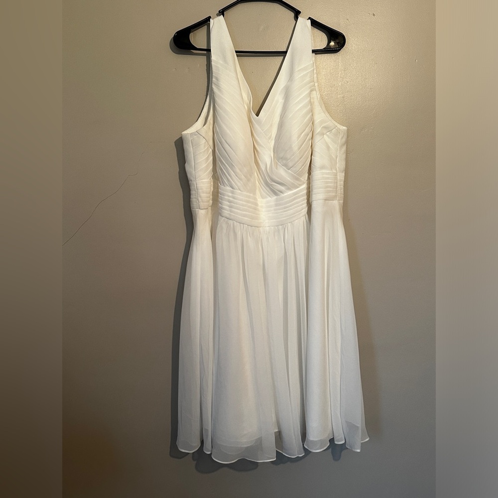 Azazie Grace bridesmaid dress in white. Worn once for bridal shower, size 22